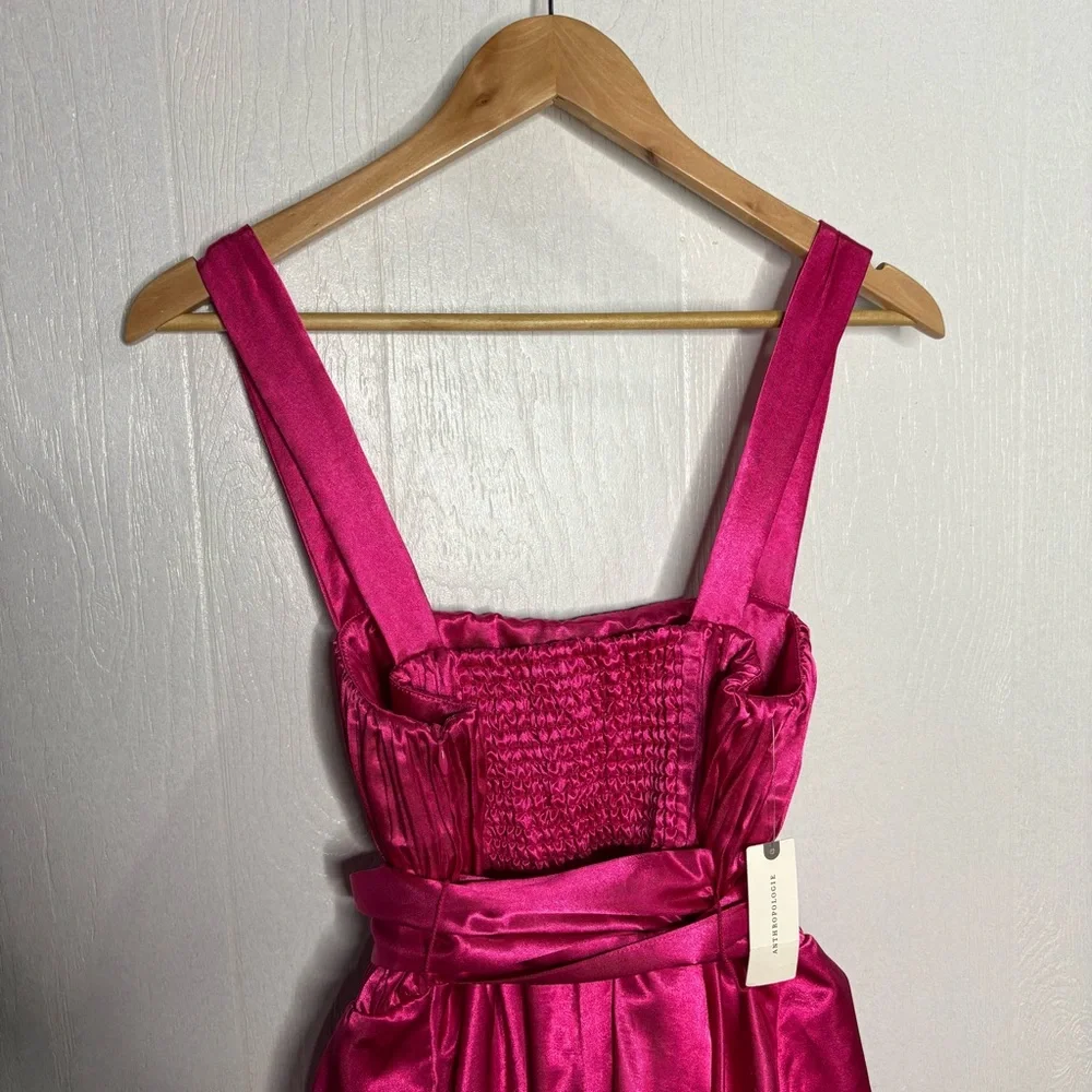 Anthropologie Hot Pink Satin Mini Dress with Bow - Picture 11 of 14